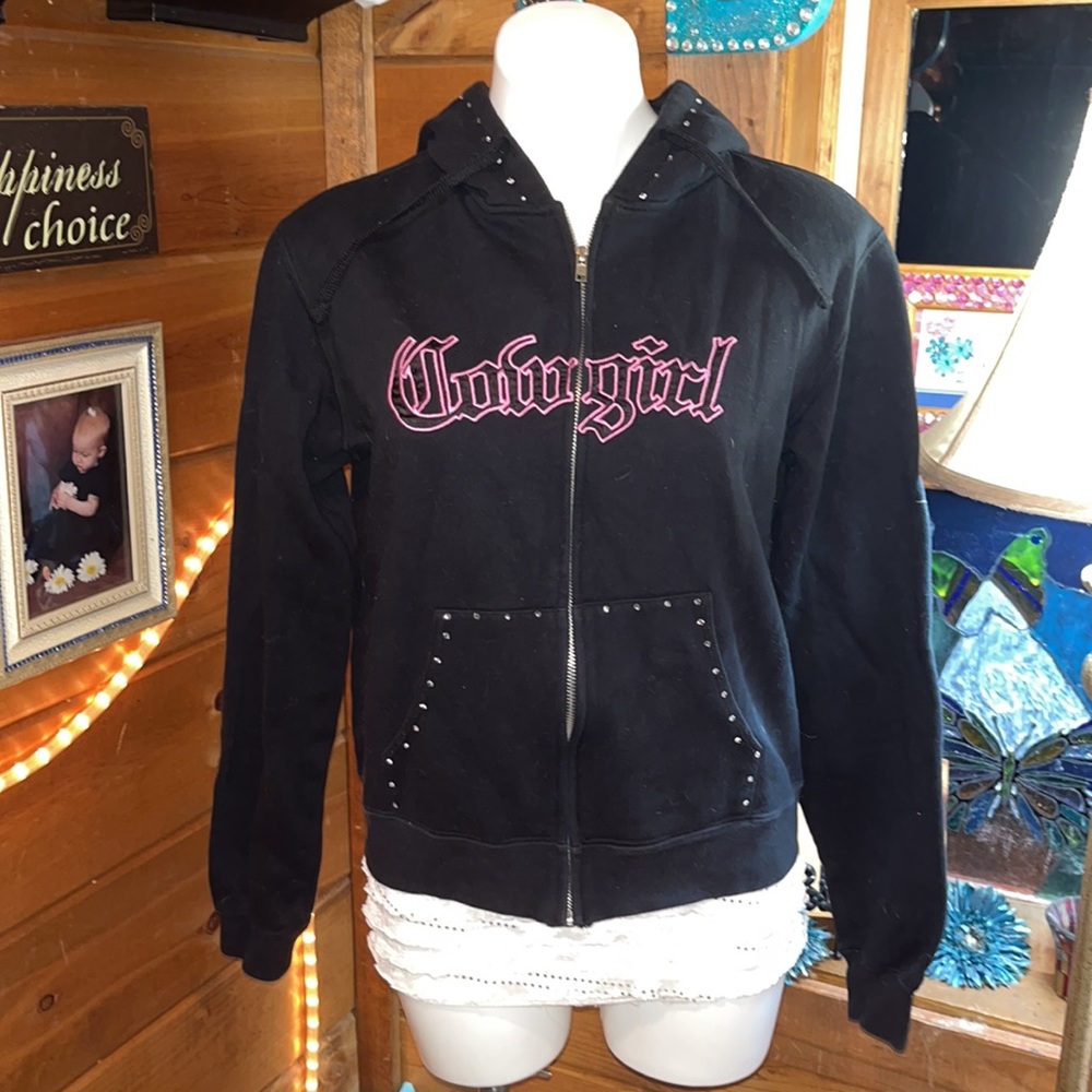 Cowgirl bling jacket black w/ hot pink lettering